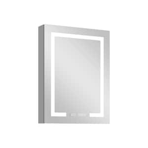 24.01 in. W x 32 in. H Rectangular Aluminum Lighted LED Fog Free Surface/Recessed Mount Medicine Cabinet with Mirror