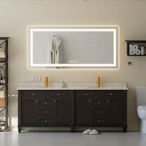 LED 55 in. W x 30 in. H Anti-Fog Rectangular Frameless Power off Memory Function Wall Bathroom Vanity Mirror in Silver