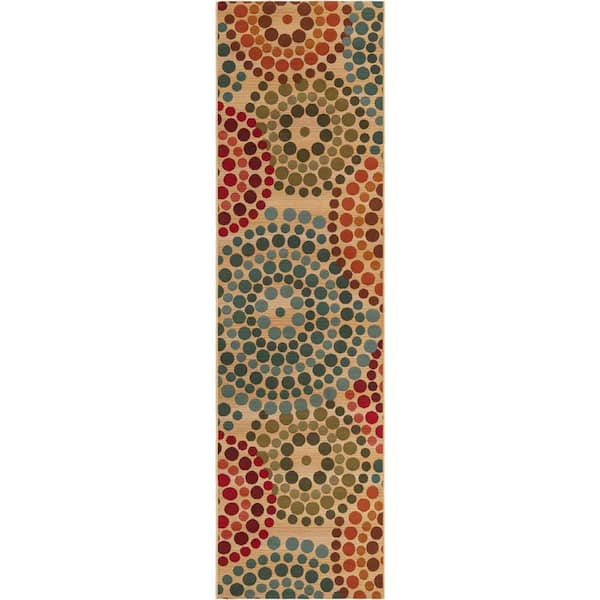 Unique Loom Outdoor Modern Spark Beige 2 ft. 7 in. x 10 ft. Area Rug