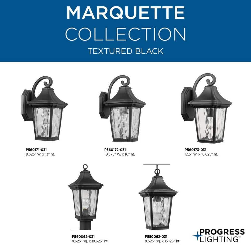 Black Dimmable Outdoor Lantern with Water Glass Shade