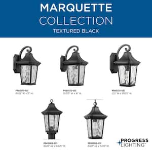 Marquette Collection 1-Light Textured Black Clear Water Glass New Traditional Outdoor Large Wall Lantern Light