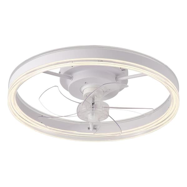 20 in. Smart Indoor Low Profile Ceiling Fan with 6-Speed Remote Control and RGB Light, White