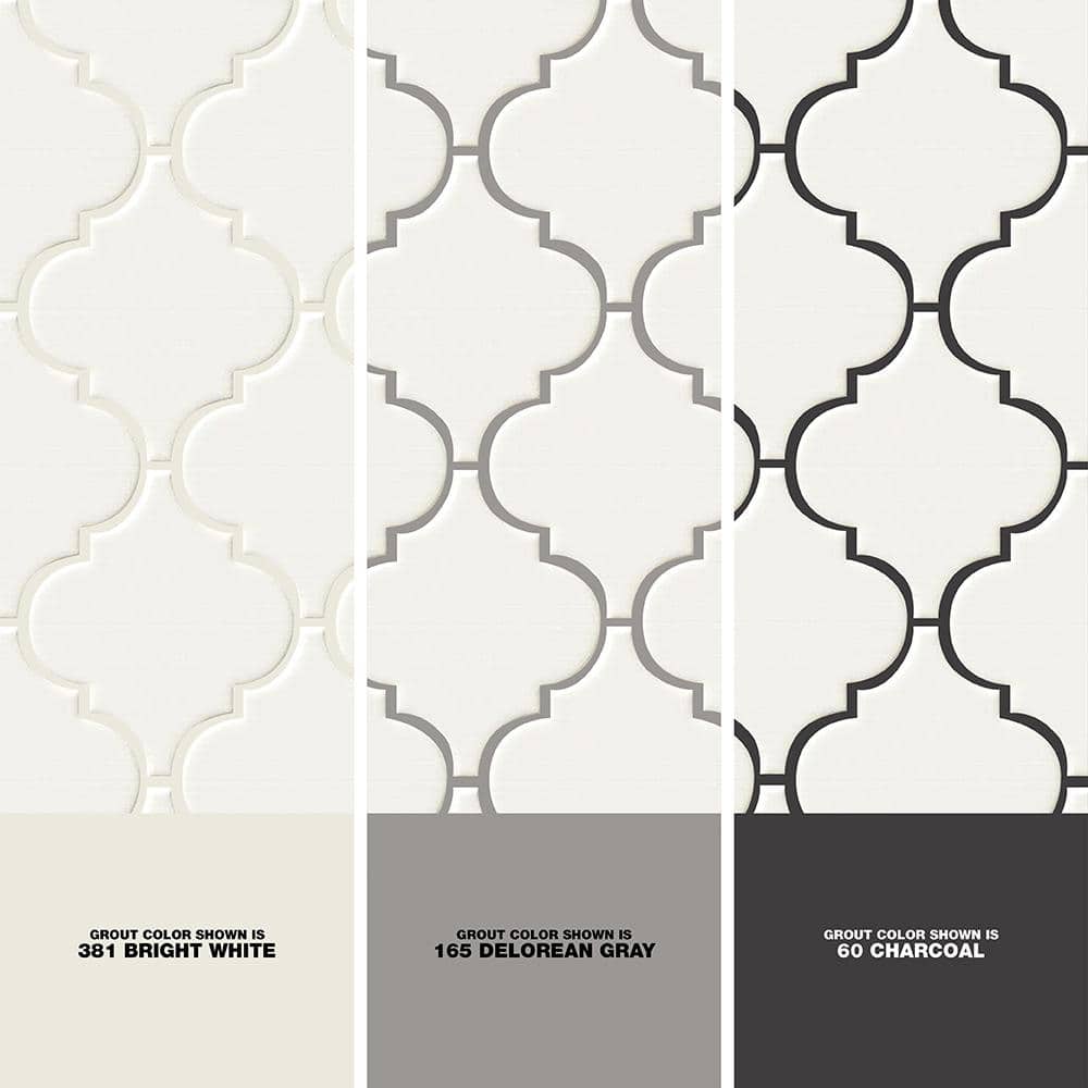 Whisper White Arabesque Ceramic Mosaic Tile Sheet