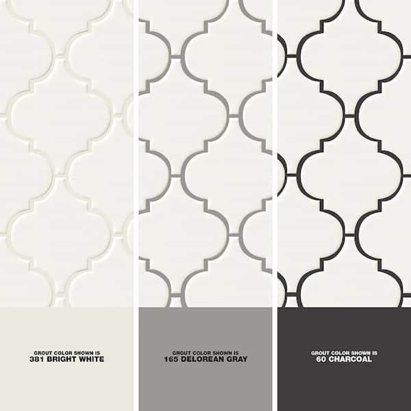 off white arabesque backsplash