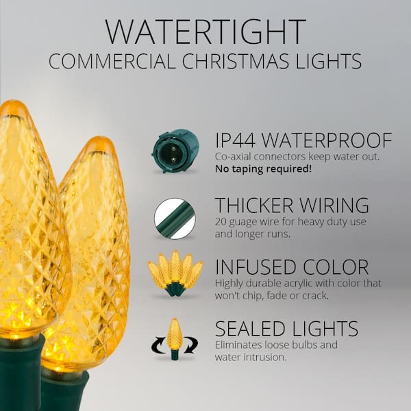 Wintergreen Lighting C9 Green Christmas Lights LED String Lights