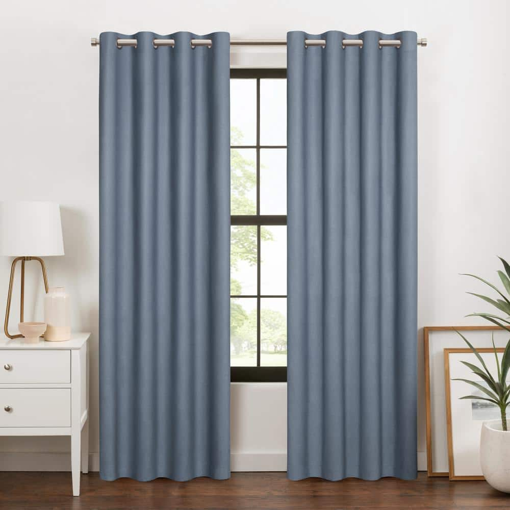 Eclipse Larissa Sky Blue Polyester Solid 50 in. W x 84 in. L Grommet ...