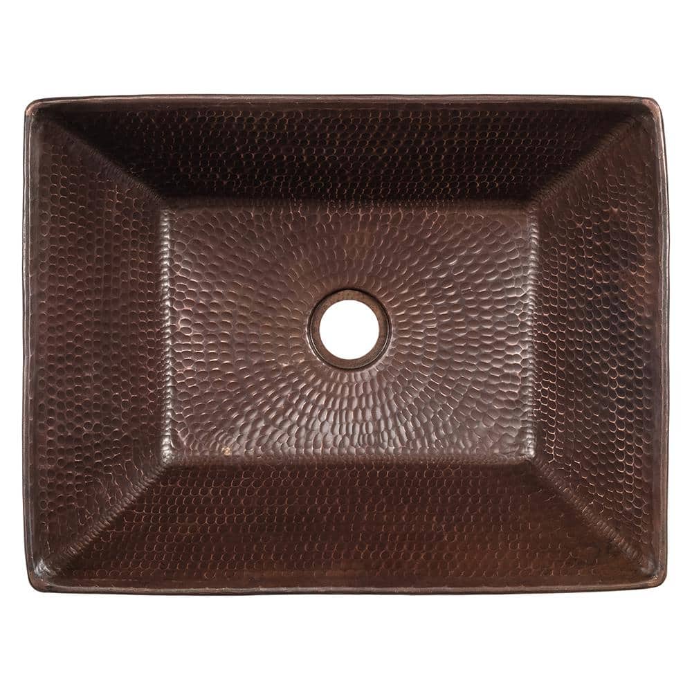 17" Rectangular Hammered Copper Wall-Mount Vessel Sink