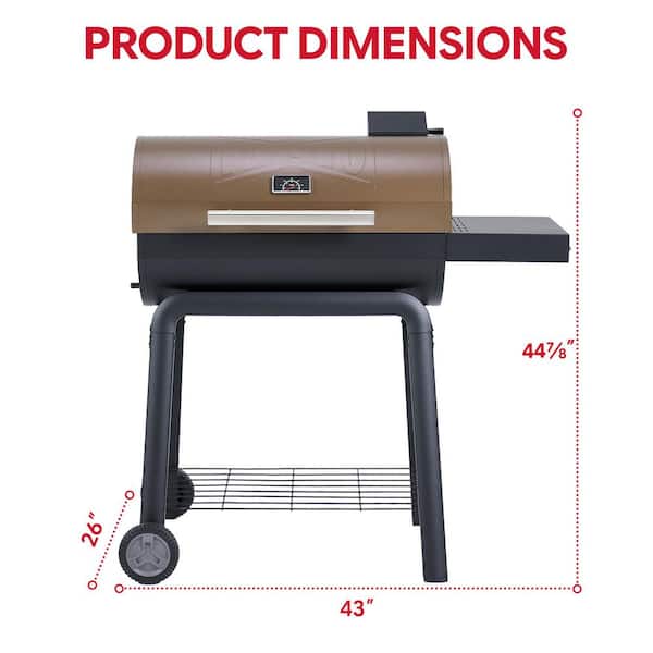 FEASTO 43 in. Barrel Charcoal Grill with Built in Thermometer and