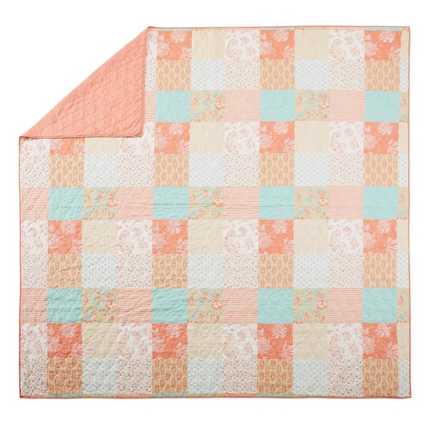 Jessica Simpson 3-Piece Coral Ikigai Polyester King Quilt Set 