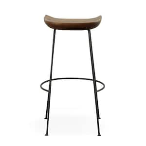 30.5 in. Chestnut Backless Metal Counter Height Bar Chair with Wood Seat Set of 2