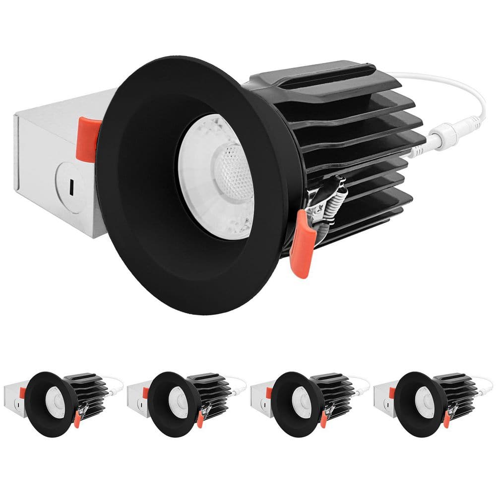 3 in. Integrated LED Regressed Canless Spotlight Plus Round Black Trim,5CCT,15W,1250LM,CRI90,Dimmable 60° Beam 4 Pack price history on PriceWatchPro