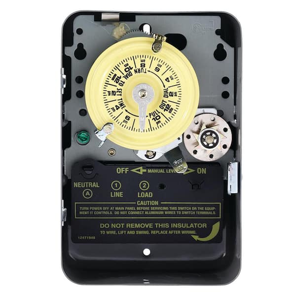 T170 Series 40 Amp 24-Hour Mechanical Time Switch with Skipper and Indoor Enclosure - Gray