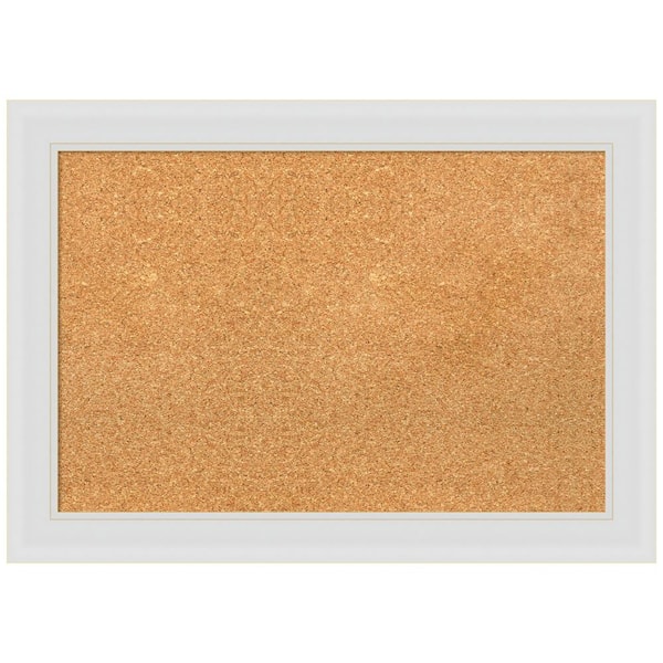 Amanti Art Flair Soft White 27.88 in. x 19.88 in. Framed Corkboard Memo Board