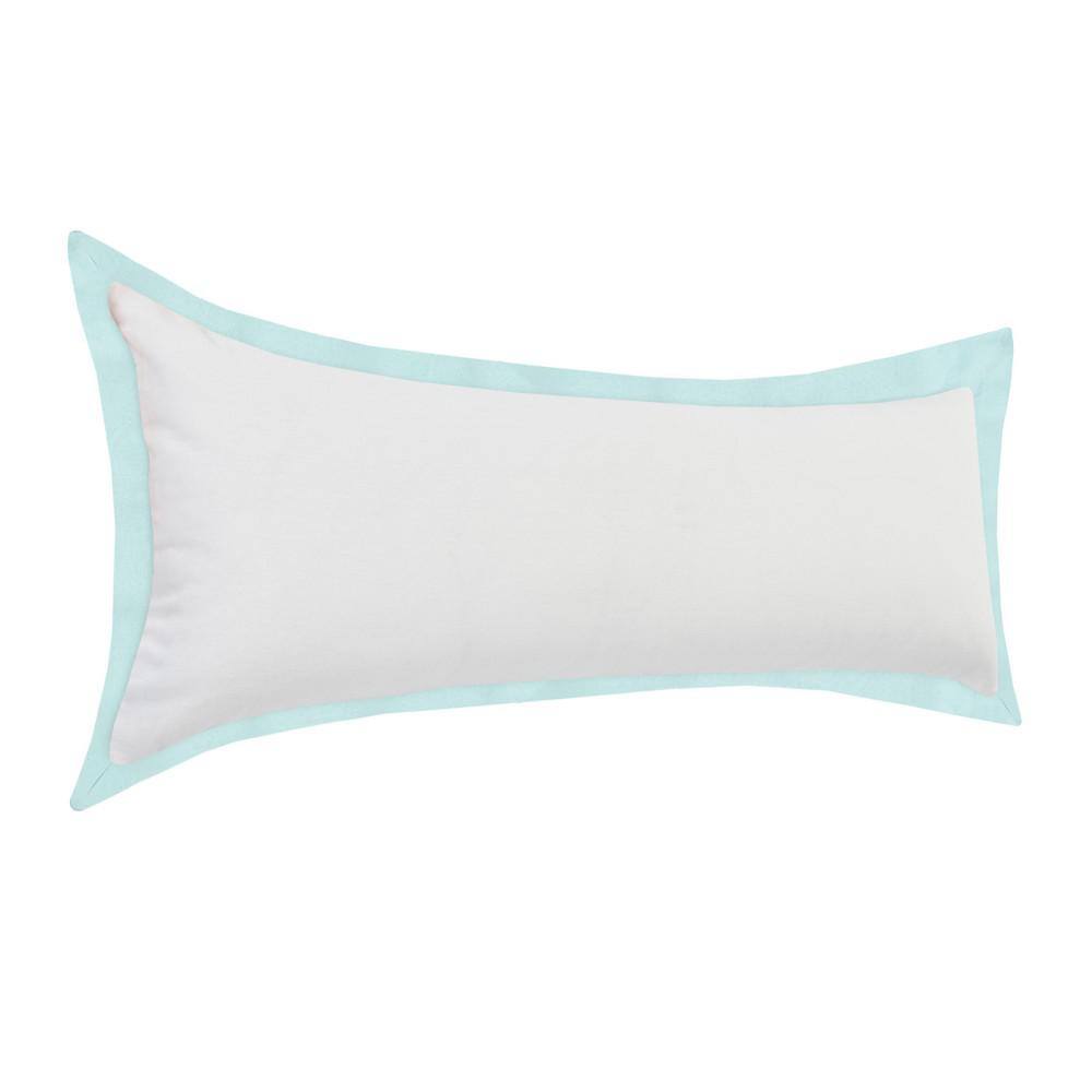 Icy Empire White & Blue Flange Frame Border Throw Pillow, 14" x 36"