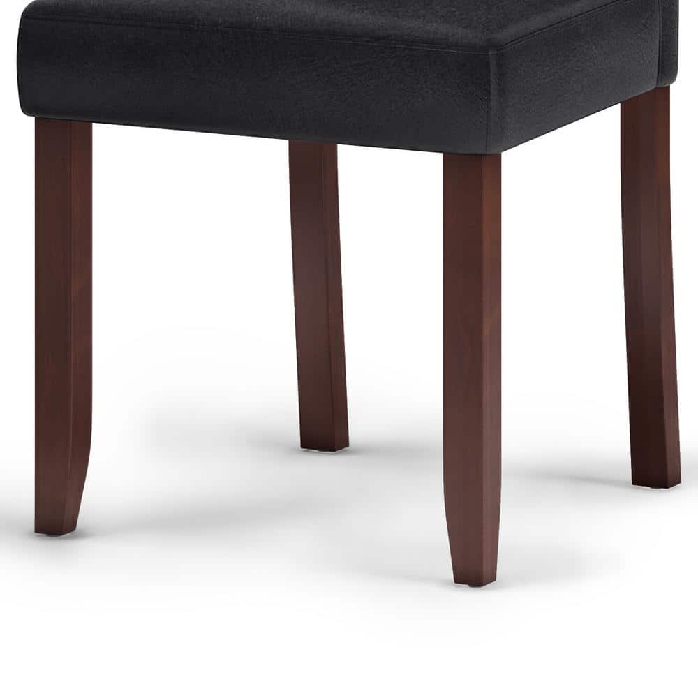 Distressed Black Faux Leather Upholstered Parsons Side Chair