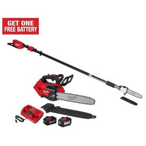 M18 FUEL 10 in. 18V Brushless Cordless Telescoping Pole Saw w/14 in. Top Handle Chainsaw, 12.0 Ah & 8.0 Ah Battery Kit