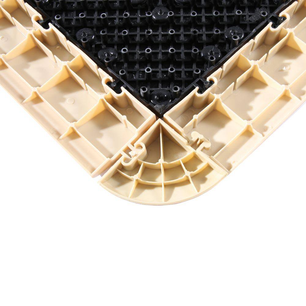 Off-White Plastic Interlocking Deck Tile Kit with Edges