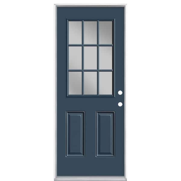 Masonite 32 in. x 80 in. 9 Lite Left Hand Inswing Painted Steel Prehung Front Exterior Door No Brickmold