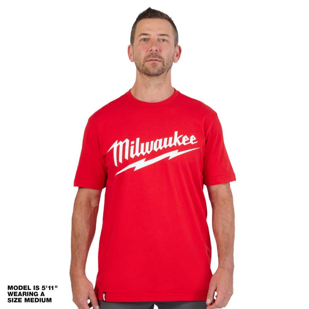 Milwaukee Men\'s X-Large Red Heavy-Duty Short-Sleeve T-Shirt 607R-XL - The  Home Depot