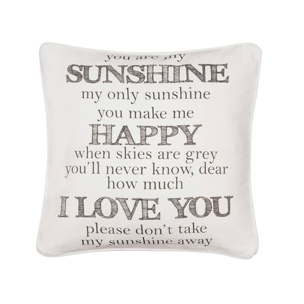 LEVTEX HOME Cream, Grey You Are My Sunshine Sentiment Print 20 in. x 20 in. Throw Pillow