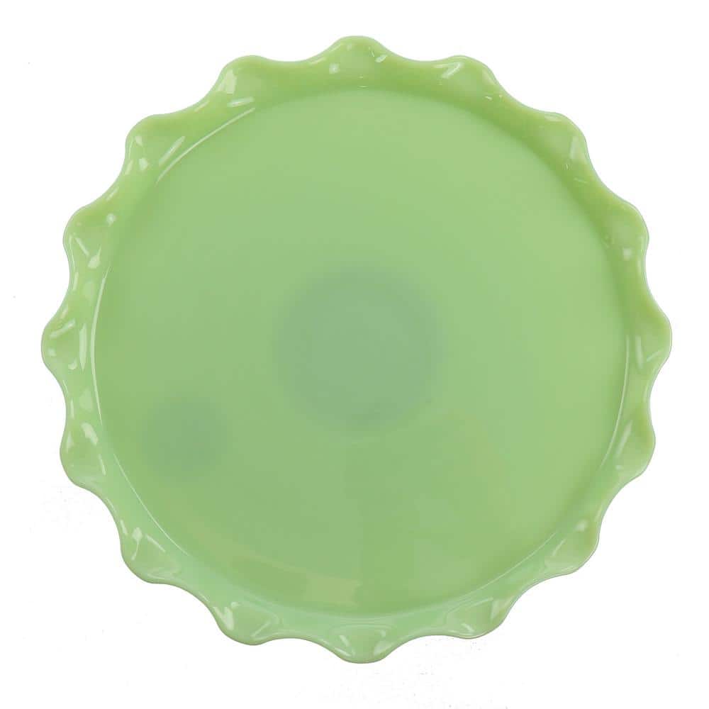 Green Jadeite Glass Round Cake Stand