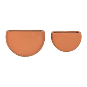 4 in. x 5 in. Terracotta Stoneware Wall Mounted Wall Planter (2-Pack)