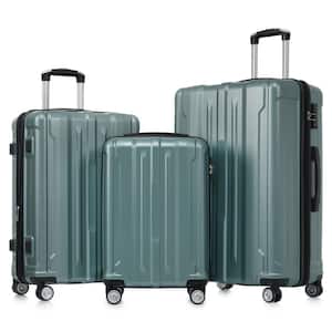 3-Piece Light Green Expandable ABS Hardshell Spinner 20"+24"+28" Luggage Set with Telescoping Handle, TSA Lock
