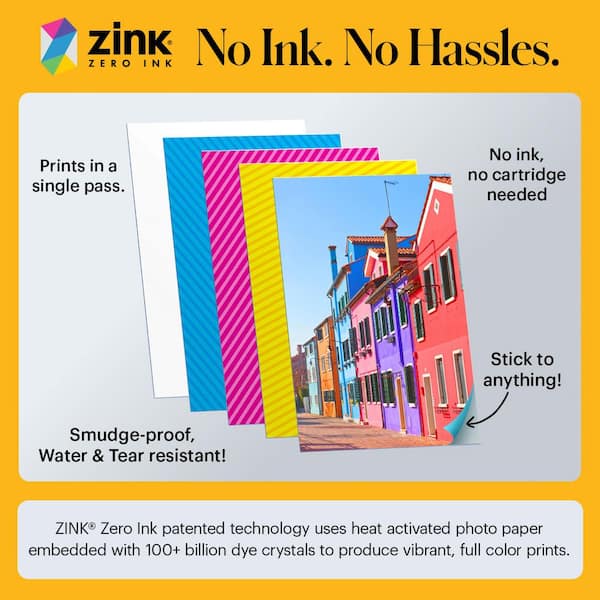 KODAK Printomatic 10 MP Instantcamera Cadeauset Met Etui, 20 Stuks Zink 2x3 Papier Album Stickers En Stiften Geel 3036755737