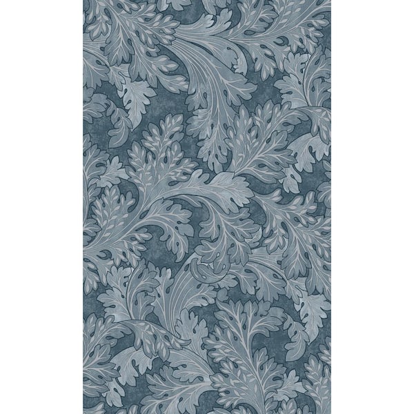 Walls Republic Navy Curling Leaves Tropical Print Non-Woven Non-Pasted Textured Wallpaper 57 Sq. Ft.