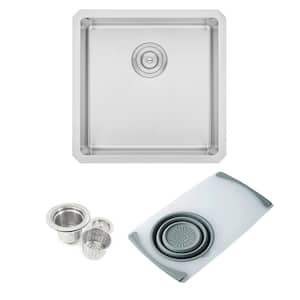 16-Gauge Stainless Steel 18 in. x 18 in. x 10 in. Undermount Bar Sink with Cutting Board Colander and Strainer