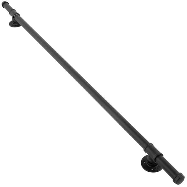 VEVOR 5 ft. Iron Pipe Handrail 200 lbs. Capacity Wall Mounted Stairway Handrail for Indoors Steps, Black