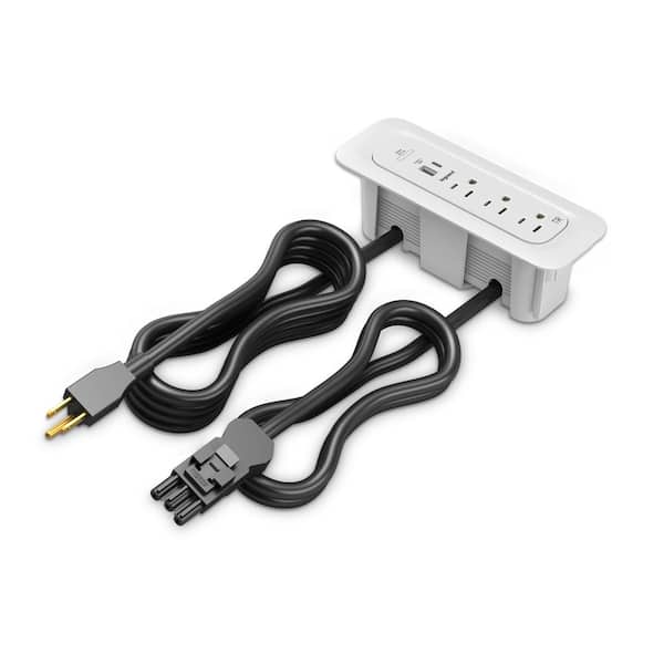Legrand Wiremold ModPower White 3-Outlet Primary Unit Integrated Recessed Power Strip with USB A/C and 10 Ft. Cord
