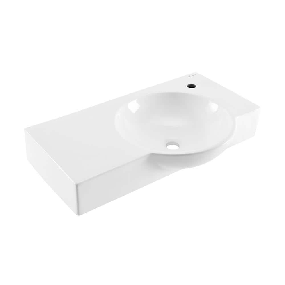 Chateau 30" Glossy White Ceramic Wall-Mount Bathroom Sink