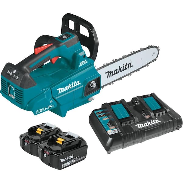 Makita 14 in. X2 (36-Volt) Lithium-Ion Brushless Cordless Top Handle Chain Saw Kit-XCU08PT - The Home Depot