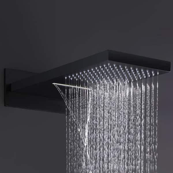 3-Spray 10 in. Dual Handle Wall Mounting Shower Head and Handled Shower Head 1.8 GPM in Matte Black