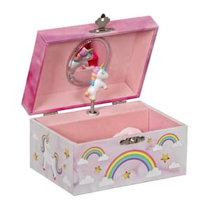 Skylar Original Twirling Unicorn Rainbow Ballerina Dancer Pink Painted Musical First Jewelry Box for Girls