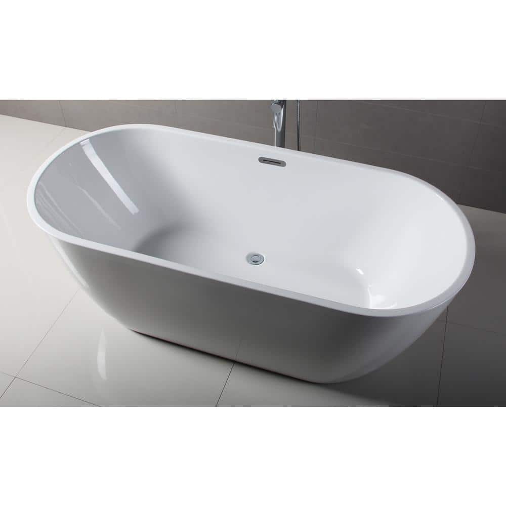 67'' White Freestanding Acrylic Soaking Bathtub
