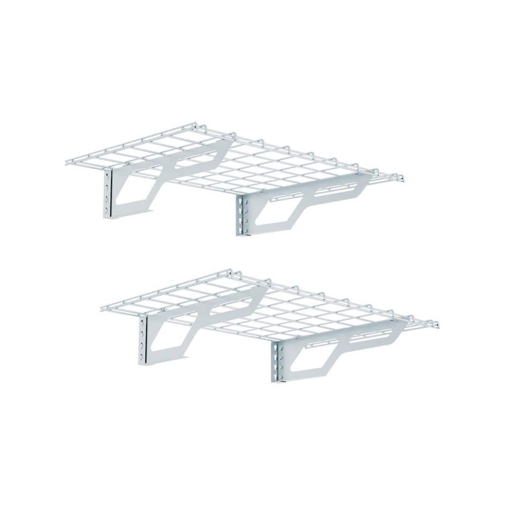 The  36 in. W x 24 in. D 400 lbs Heavy Duty Garage Wall Shelf Steel Storage Rack with Brackets in White (2 pack) price history on PriceWatchPro