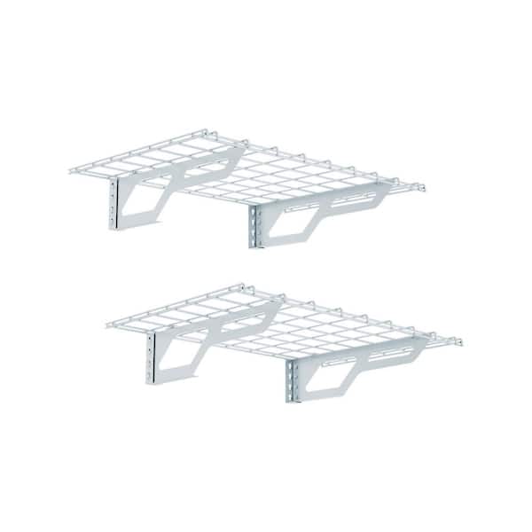 The Atlas 36 in. W x 24 in. D 400 lbs Heavy Duty Garage Wall Shelf Steel Storage Rack with Brackets in White (2 pack)