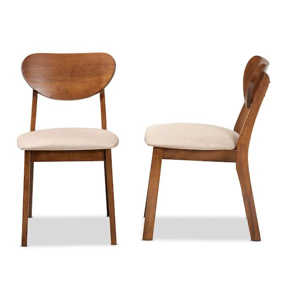 Baxton Studio Damara Sand and Walnut Brown Dining Chair (Set of 2)