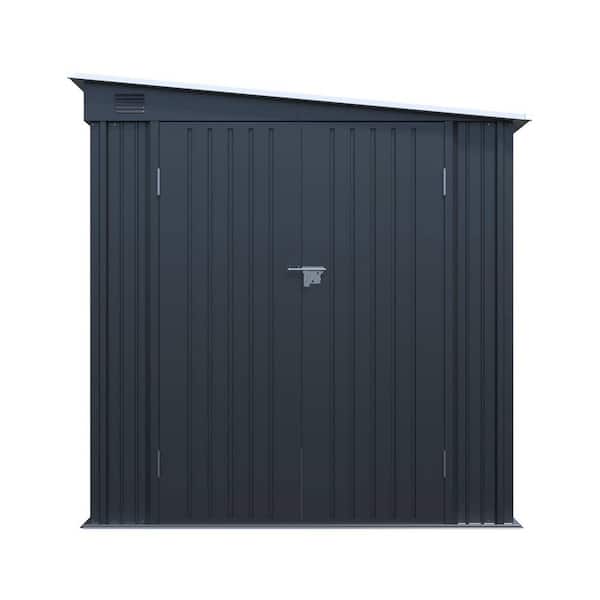 6 ft. W x 8 ft. D Galvanized Steel Outdoor Storage Shed with Lockable Double Doors and PC Light Board (48 sq. ft.)