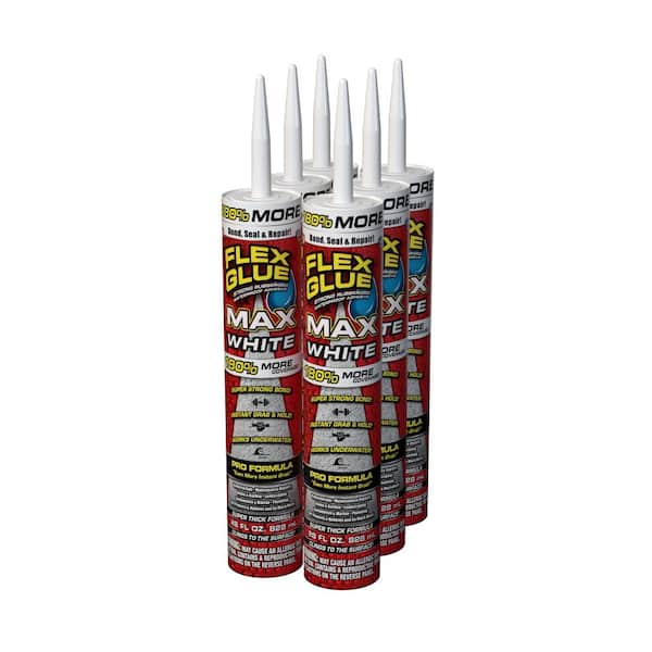 FLEX SEAL FAMILY OF PRODUCTS Flex Glue MAX White 28 oz. Pro-Formula Strong  Rubberized Waterproof Adhesive (6-Pack) GFSMAXWHT28-CS - The Home Depot