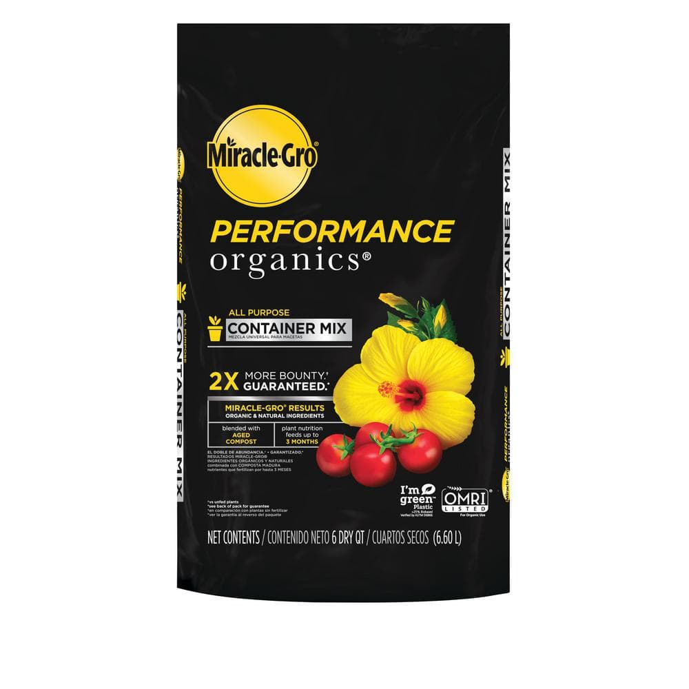 Miracle-Gro 6 qt. Performance Organics All Potting Soil Mix 45606300 - Home Depot