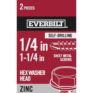 #14 x 1-1/4 in. Hex Head Zinc Plated Sheet Metal Screw (2-Pack)