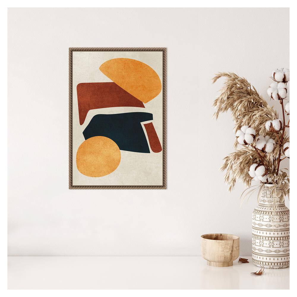 Earth Tone Abstract Canvas Art with Beaded Frame