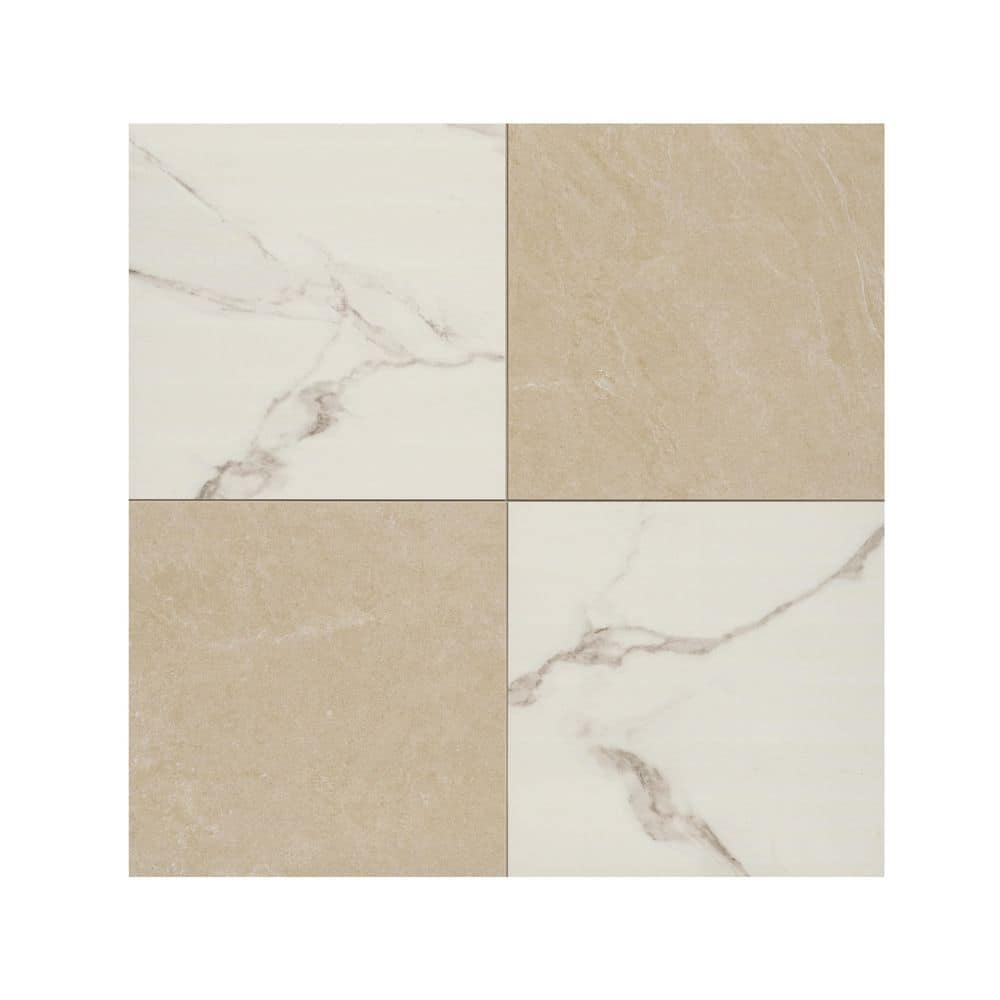 Calacatta Crema Porcelain Floor and Wall Tile 24 in. x 24 in. Checkerboard Cream and White Matte (15.5 sq. ft./ Case) price history on PriceWatchPro