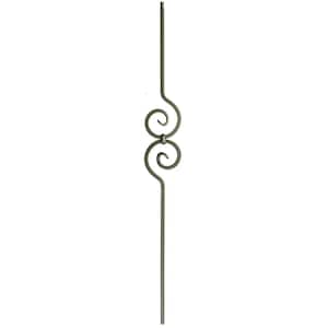 44 in. x 1/2 in. Flat Black Spiral Scroll Hollow Iron Baluster