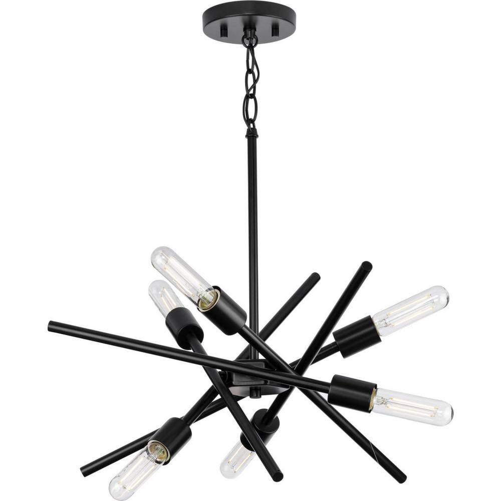Astra Matte Black Steel 6-Light Sputnik Chandelier