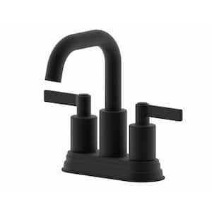 Concorde 4 inch Centerset Double Handle Bathroom Faucet with Push Pop Drain in Matte Black