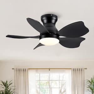 30 in. Small Kid's Black Indoor Ceiling Fan LED Lighting with Remote Control for Small Children's Room